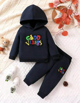 Casual Good Vibes Ribbed Fleece Hood & Trouser